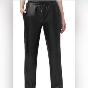 Tart leather drawstring tie waist pants